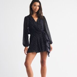 Elegant Black Stars Wrap Dress